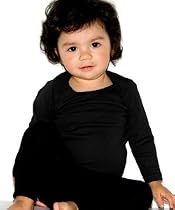 American Apparel Infant Baby Rib Long Sleeve Lap T-Shirt - Black 4007 18-24