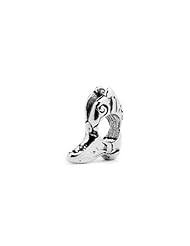 Novobeads Cowboy Boot Sterling Silver Charm Bead - Made in USA w imported materials - Fits all major bead bracelets