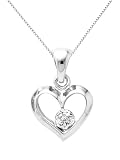 Sterling Silver Diamond Open Heart Pendant