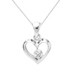 Sterling Silver Diamond Open Heart Pendant