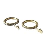 Antique Brass 7-Piece Drapery Clip Ring Set with Beaded Accent