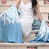 Silk batik shawl, 'Blue Grace'