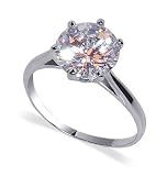 Adorable .925 Sterling Silver Rhodium Polished Band Solitaire Clear Cubic Zirconia Ring