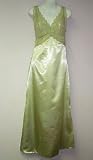 Contessa Di Roma Moss Green Satin Long Gown