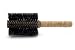 Extended cork handle round brush with reinforced boar bristles.