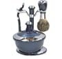 Kingsley Navy BLUE & Chrome silver finished SHAVE SET natural bristle brush, Gillette Mach 3 III razor, soap cake, stand shaving Men's Grooming Gift Father's Day