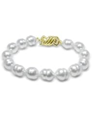 9x10mm Ringed White South Sea Cultured Pearl Bracelet - 8 inches