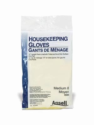 Ansell Perry Ansell Healthcare Housekeeping Glove Latex Yellow NonBeaded Cuff Medium Box