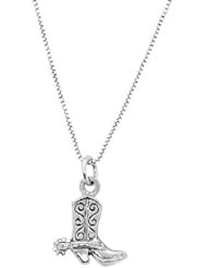 Sterling Silver Double Sided Cowboy Boot with Spur Necklace