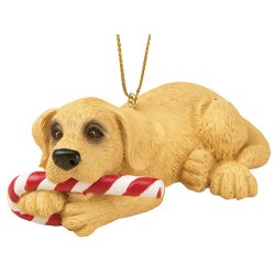 Big Sky Carvers Yellow Lab with Candy Cane Ornament