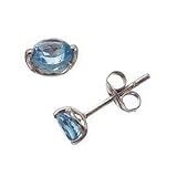 18k White Gold Blue Topaz Studs.