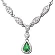 1/3Ct.T.W. Pear Shaped Emerald, Round Diamonds, 14Kt. White Gold. Emerald & Diamond Necklace