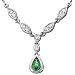1/3Ct.T.W. Pear Shaped Emerald, Round Diamonds, 14Kt. White Gold. Emerald & Diamond Necklace