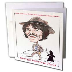 Londons Times Funny Panel Hollywood Cartoons - George Harrison Ford - Greeting Cards-6 Greeting Cards with envelopes