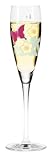 Champagne Glass, Pearls, Butterfly, Designer Color Enamel Prosecco Flute in Gift Box