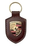 Porsche Brown Leather Keyring