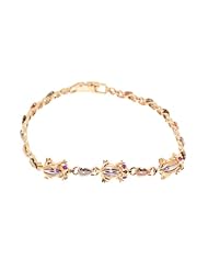 14K Tri-colored Gold Frog/Leaf Bracelet