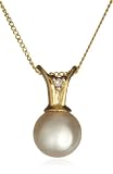 9ct Yellow Gold AMP333885 Ladies Pearl & Diamond Pendant & 18 Chain