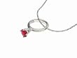 Sterling Silver CZ January Birthstone Ring Necklace with 18" Figaro Chain