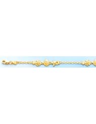 Gold Bracelet 7" 10" Starfish, Scallop & Sanddollar Bismark Bracelet