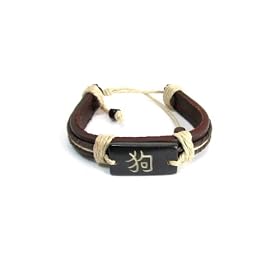 Year of the Dog Chinese Zodiac Tribal Leather Bracelet