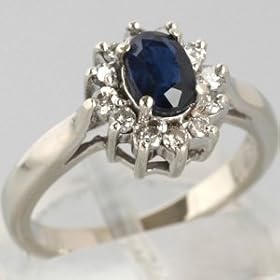 10K White Gold Sapphire and Diamond Ring - OldCities Estate Jewelry by 