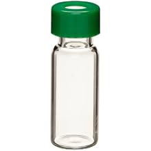 Wheaton W225150-0207 Borosilicate Glass 1.8mL Vial with 0.005 Red PTFE/0.035 Silicone Lined 9mm ABC Screw Cap, Green (Case of 100)