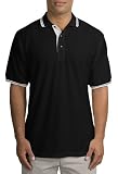Upscale Men's Silk Touch Sport Shirt With Stripe Trim - Black/Winter White