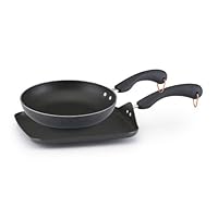 Paula Deen Twin Pack: 9 Inch NS Skillet & 11 Inch NS Square Griddle, Charcoal