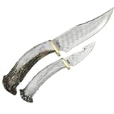Silver Stag 1095 Tool Steel Combo Knife Set Crown Burr Antler Handles