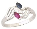 Red White and Blue Diamond and Gemstone Ring