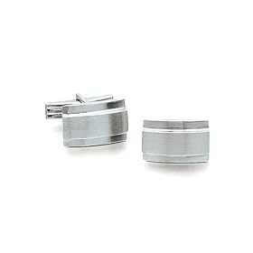 14K White Gold Shine and Matte Finish Cufflinks