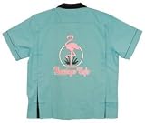 Flamingo Cafe Bowling Shirt Turquoise & Black Classic