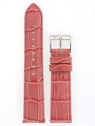 Ladies Watch Band Crocodile Grain Pink Glossy Built-In Spring Bars