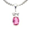 14K White Gold Pink Sapphire and Diamond Pendant