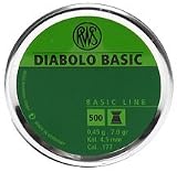 RWS Diabolo Basic .177 Cal, 7.0 Grains, Wadcutter, 500/Tin