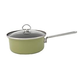 Chantal Enamel-On-Steel 3 Quart Saucepan with Tempered Glass Lid, Glossy Garden Green