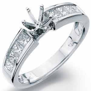 14K White Gold Breathtaking Diamond Engagement Ring, Semi Mount Setting