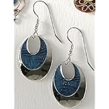 Silver Forest Oval Blues Earrings SILVERTONE