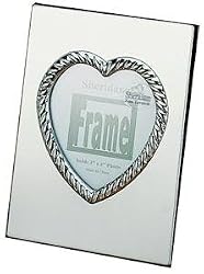 CARLY HEART polished silver engraveable frame - 3x4