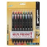 uni-ball 1738432 uni-ball 207 Needle Retr Rlr Ball Pen, BLK Brl, 8 Asstd Ink Clrs, Fine, 8/Pk