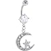 Jewelry : Crystal Gem Paved MOON and STAR Dangle Belly Ring