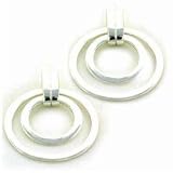 1980s Sterling Silver Geometric Circle Within A Circle Earrings