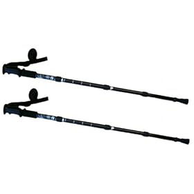 2x Trekking Walking Hiking Pair Sticks Poles Black