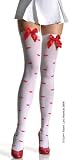 Leg Avenue Opaque Thigh Highs with Lip Prints and Satin Bow