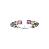 14K Yellow Gold and Sterling Silver Amethyst Cuff