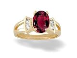 14K Yellow Gold Oval Created Ruby and Diamond Ring
