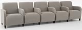 5 Seat Sofa w/ Center Arms in Standard Fabric or Vinyl