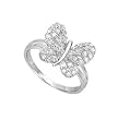 Sterling Silver Rhodium Ring with Clear CZ - Butterfly - Size: 5, 7-9
