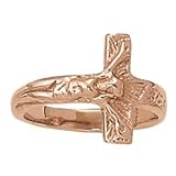 14K Rose Gold Crucifix Ring